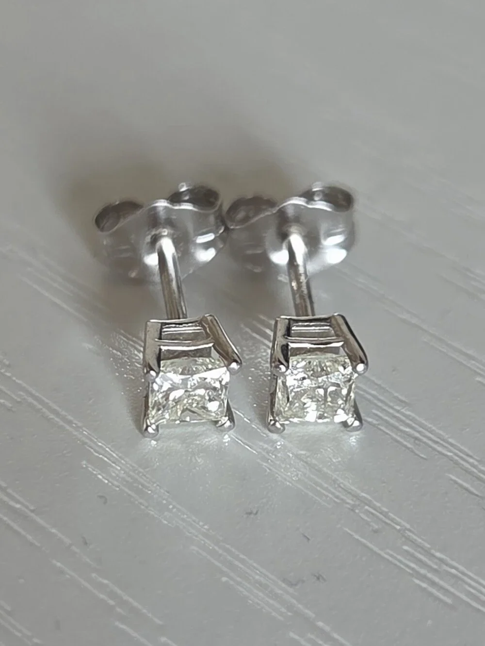 Natural Diamond Earrings 3/4 Ct tw Princess-cut 14k White Gold
